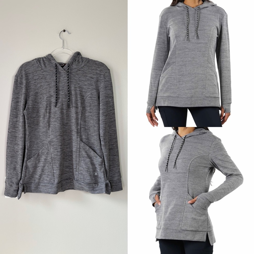Spyder Women’s Heather Gray Tunic Hoodie Cozy Outdoor Fall Winter